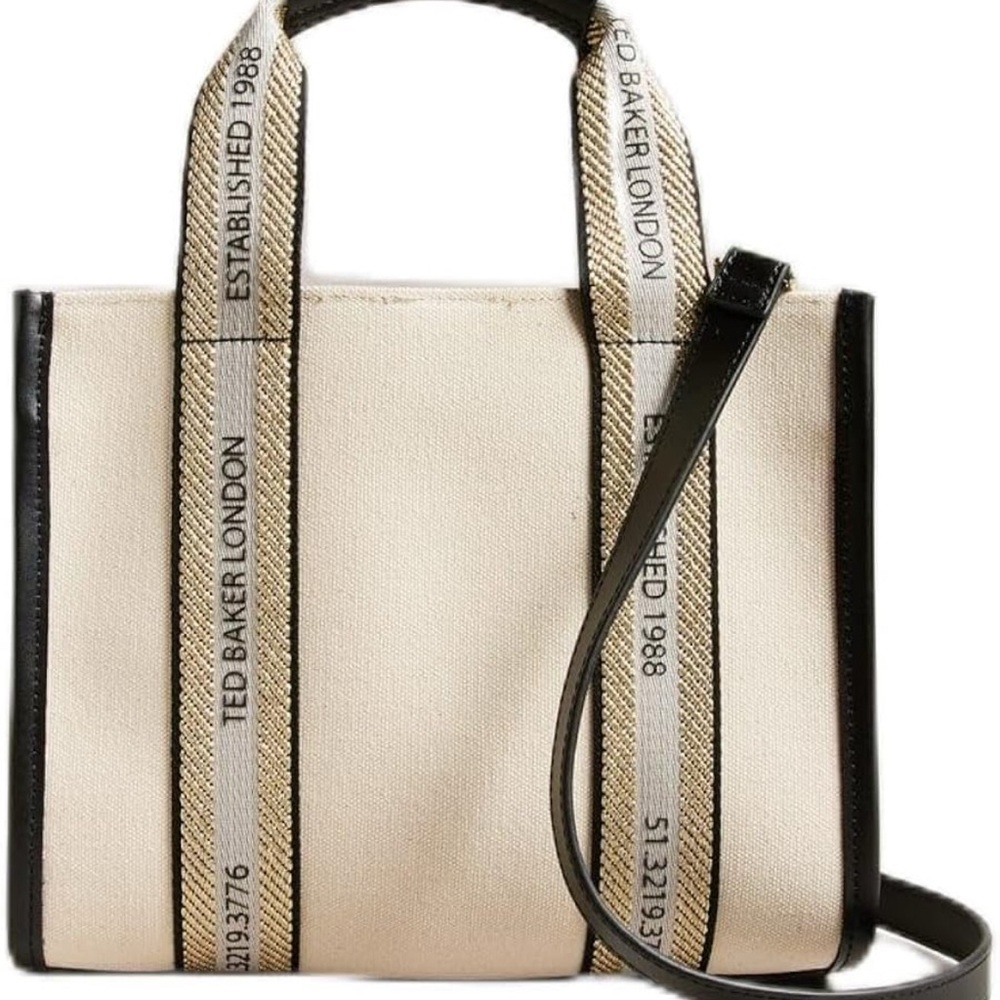 Ted Baker London Cream and Black Structured Tote